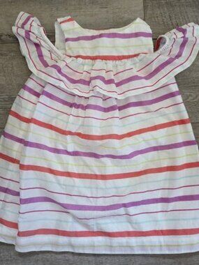 Janie and Jack Toddler Girls 2T Striped Cold Shoulder Ruffle Dress 100% Cotton